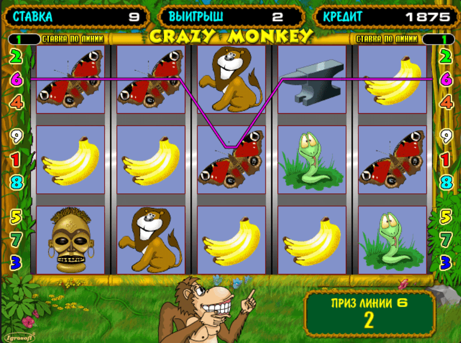 Crazy Monkey online no Pin Up Casino